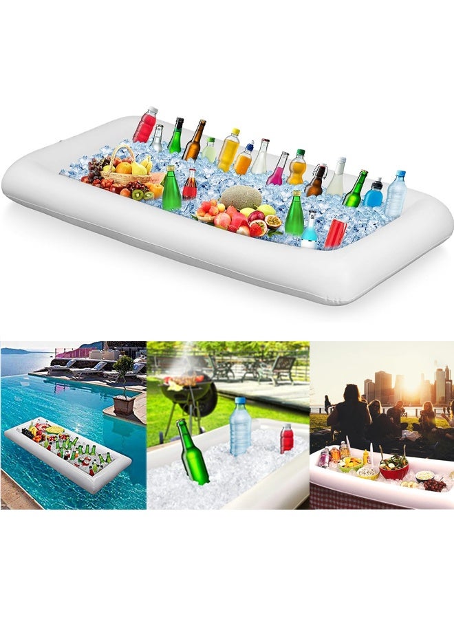 SwimBoBo Inflatable Ice Serving Buffet Bar with Drain Plug BBQ Picnic Pool Party Supplies Buffet Salad Food & Drinks Tray for Party Picnic & Camping (1PCS-135*65CM) - Image 1